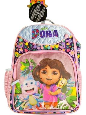 Dora the Explorer 16" Kids Childrens Student Youth backpack pink purple blue NEW